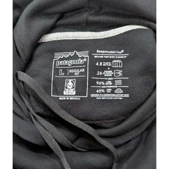 Patagonia Hoodie L Black “Protect Our Home Water” Trout Embroidered Pullover - Picture 6 of 6